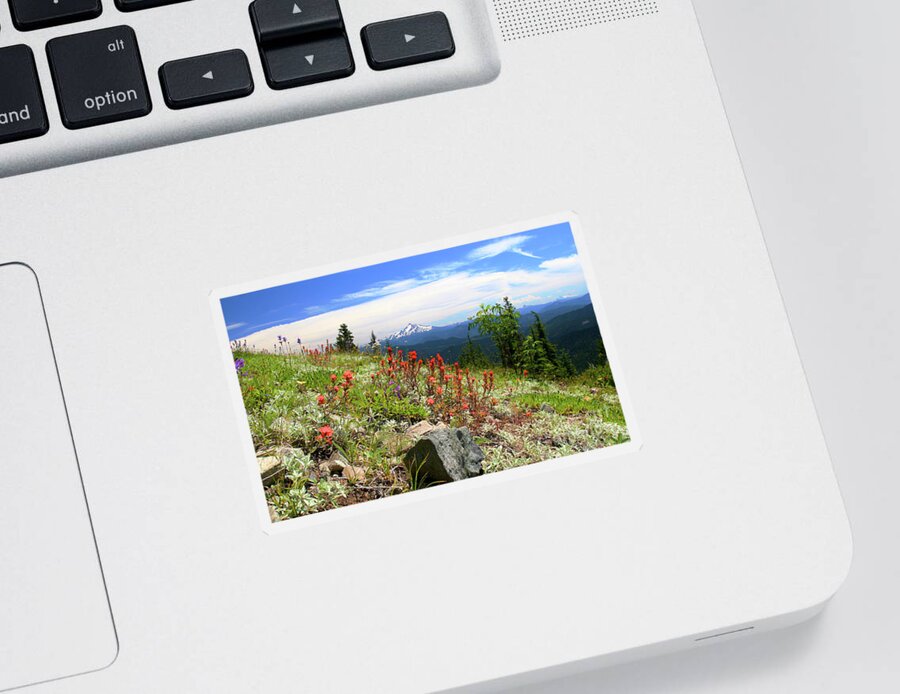 Landscape Sticker featuring the photograph Wildflowers in the Cascades by Bruce Block