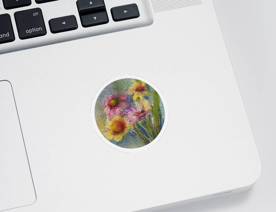 Floral Sticker featuring the painting Wildflowers by Mary Wolf