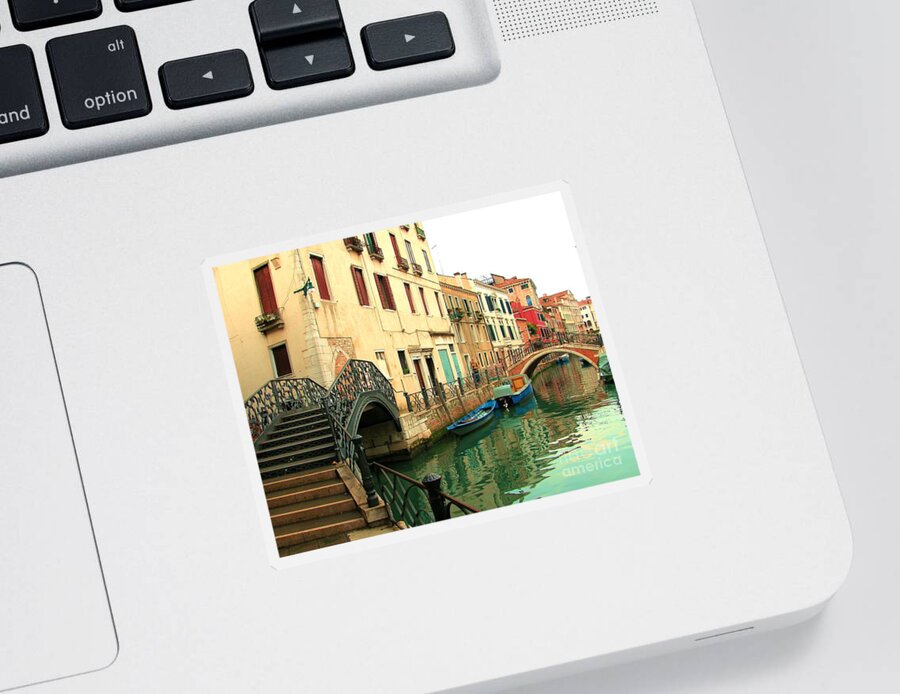 Venice Sticker featuring the photograph Winding Through The Watery Streets of Venice by Barbie Corbett-Newmin