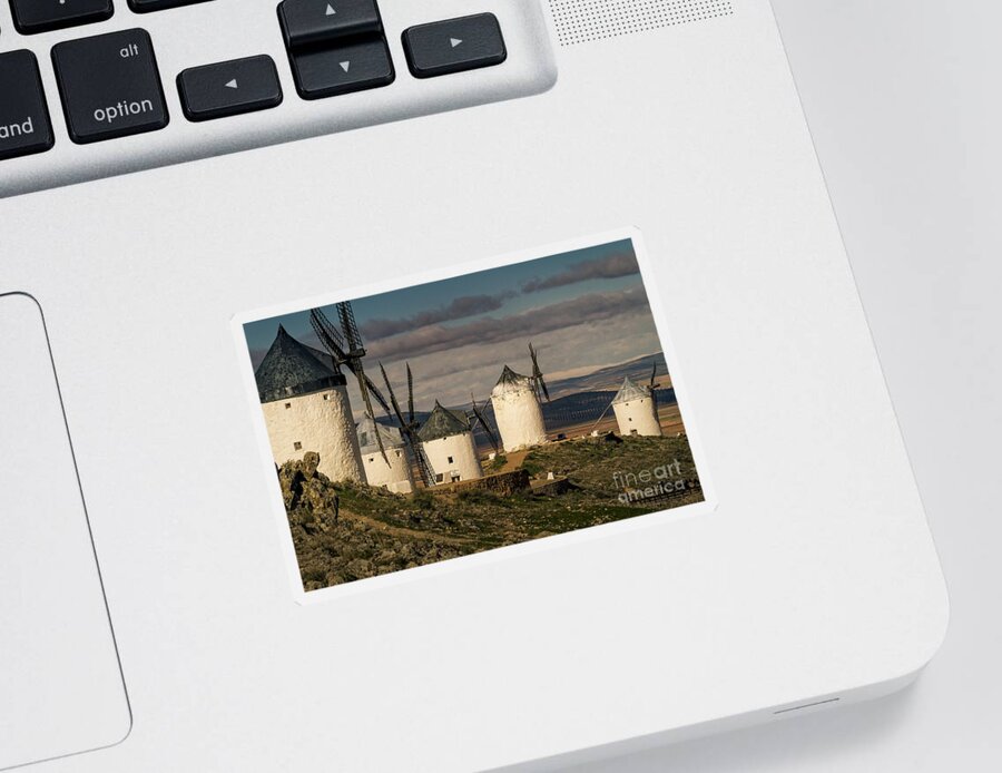 Windmills Sticker featuring the photograph Windmills of La Mancha by Heiko Koehrer-Wagner
