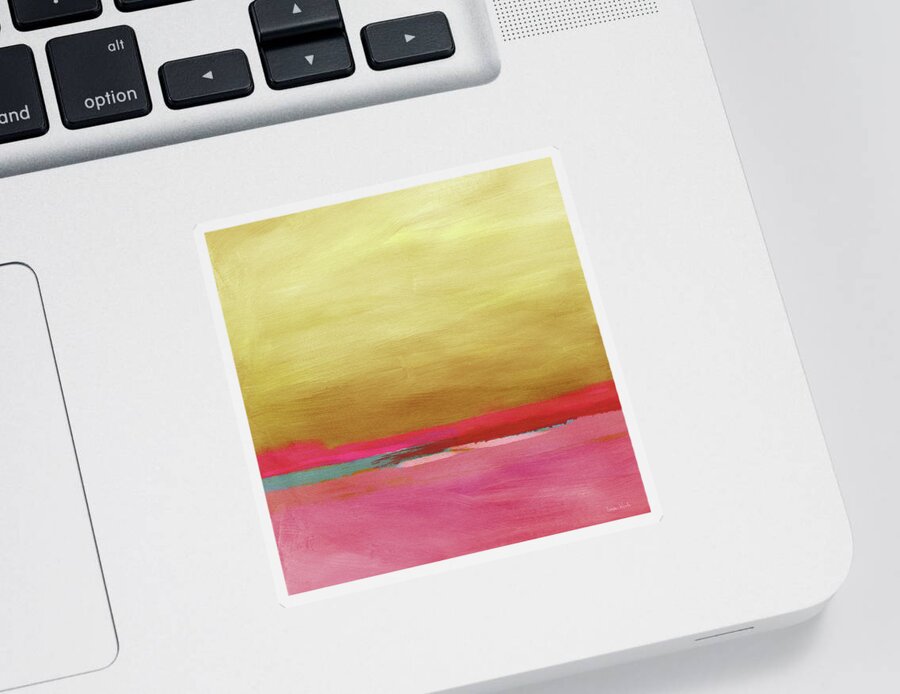 Abstract Sticker featuring the mixed media Windswept Sunrise- Art by Linda Woods by Linda Woods