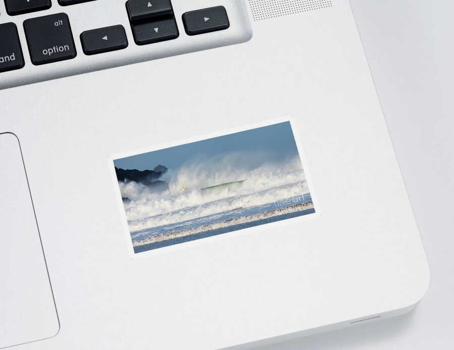 Wind Sticker featuring the photograph Windy Seas in Cornwall by Nicholas Burningham