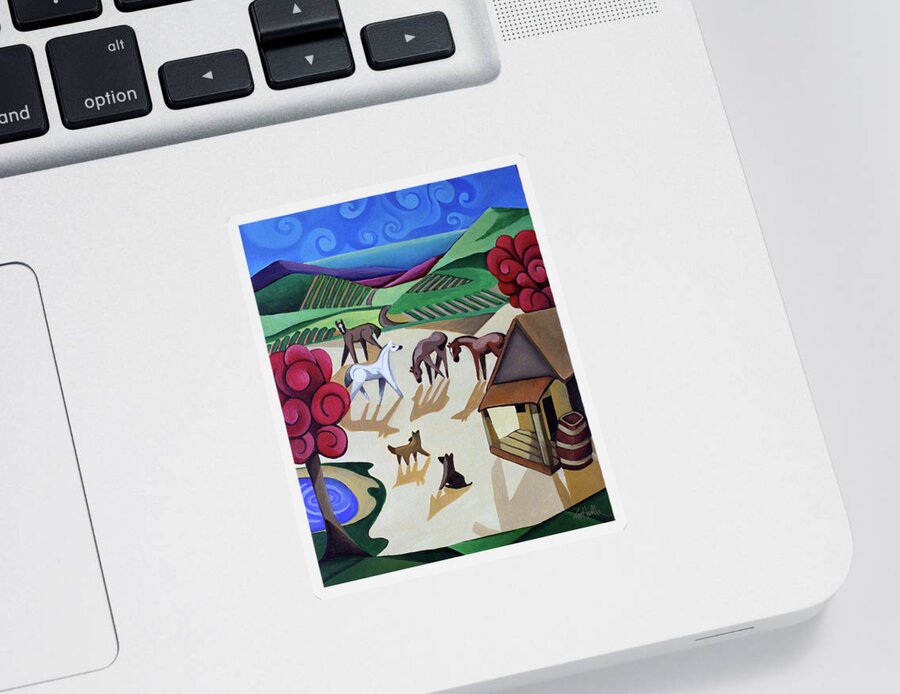Wine Sticker featuring the painting Wine Farm by Lance Headlee