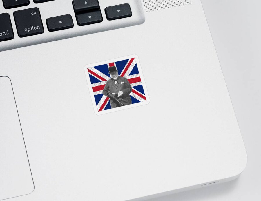 Winston Churchill Sticker featuring the painting Winston Churchill and His Flag by War Is Hell Store