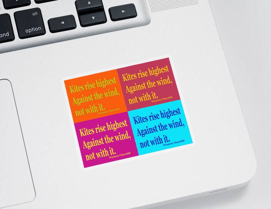 Inspiration Sticker featuring the photograph Winston Churchill Pop Art Quotes by Keith Webber Jr