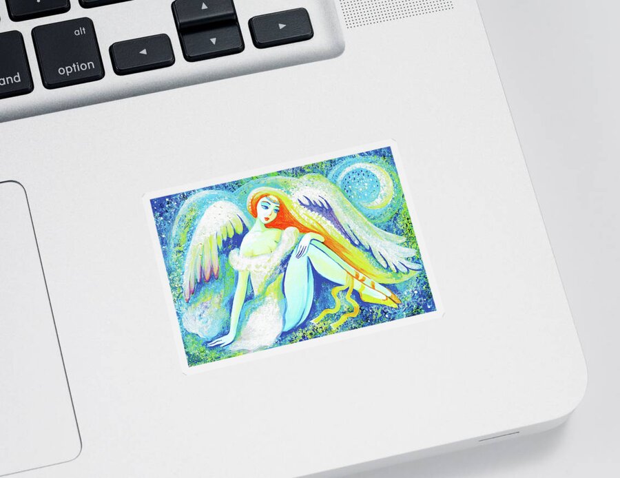 Angel Woman Sticker featuring the painting Winter Angel by Eva Campbell