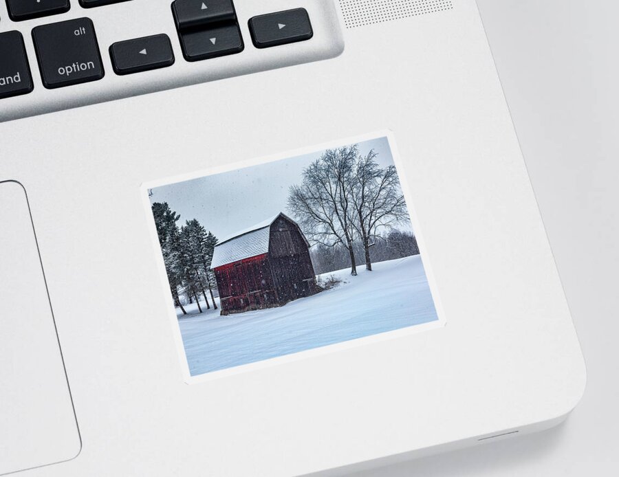 Winter Sticker featuring the photograph Winter Barn by Joe Holley