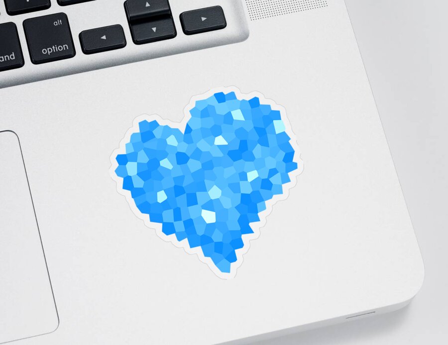 Heart Sticker featuring the digital art Winter Blue Crystal Heart by Boriana Giormova