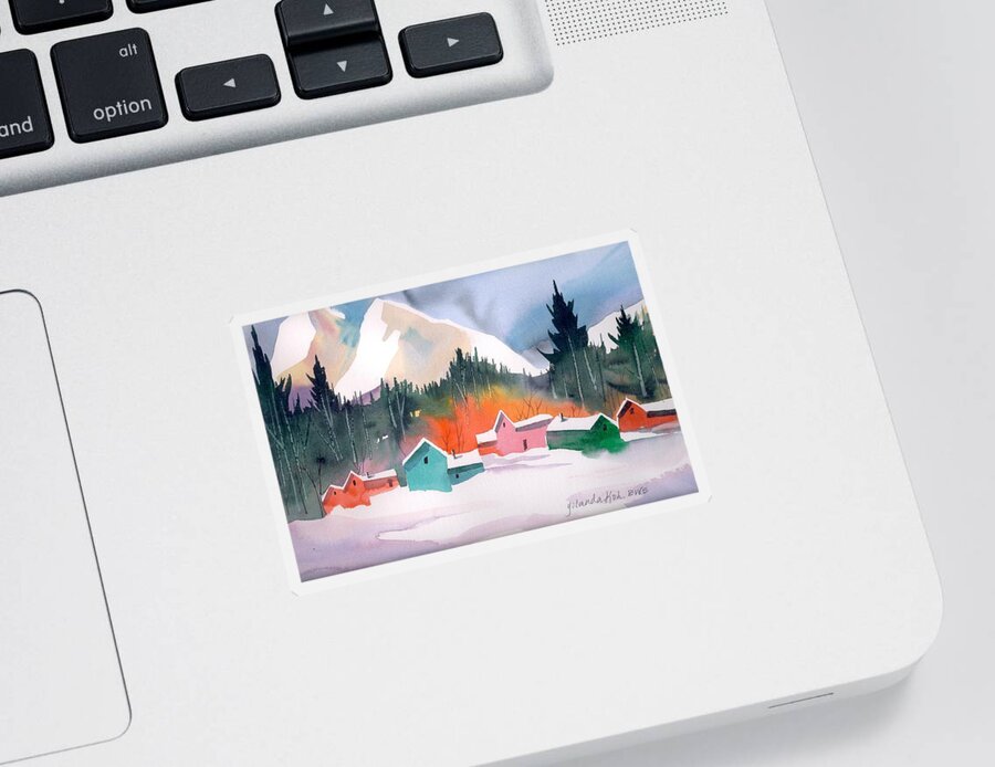 Winter Sticker featuring the painting Winter cottages by Yolanda Koh