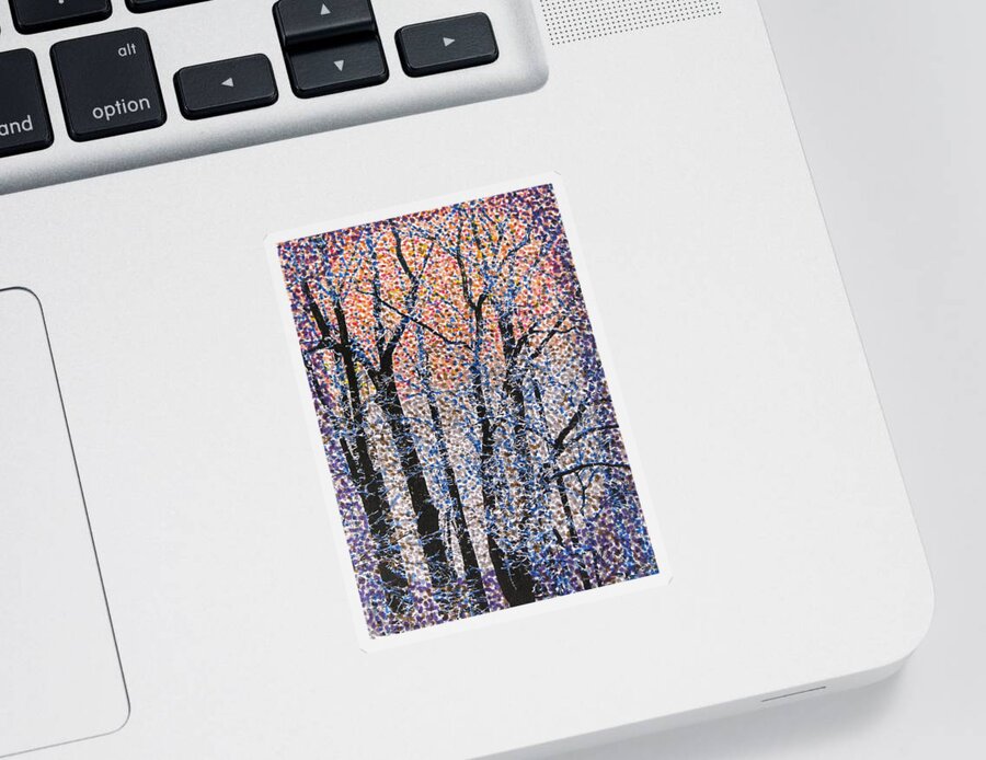 Forest Sticker featuring the drawing Winter Dawn by Angela Davies