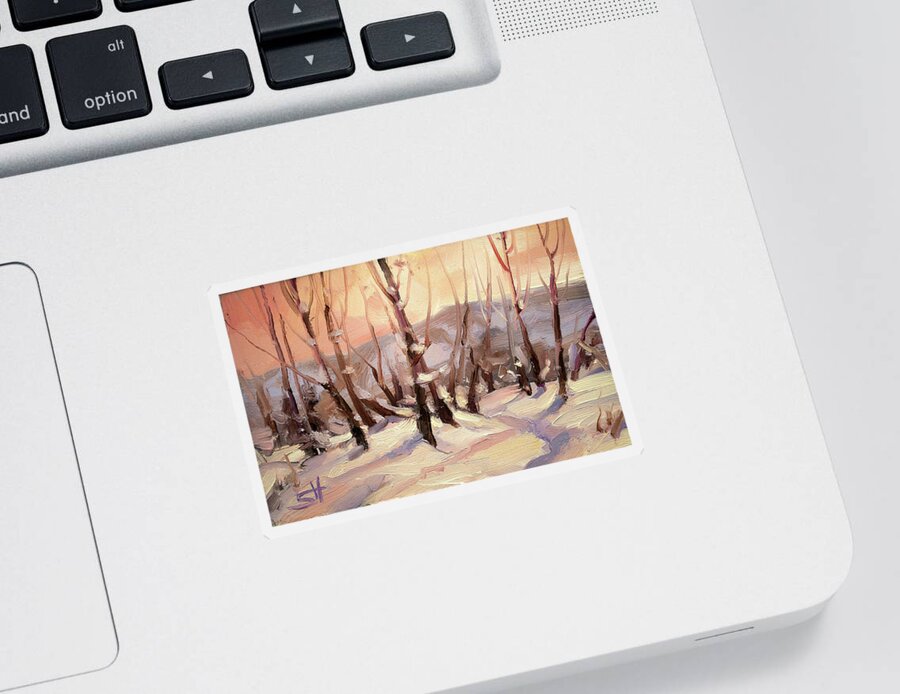 Winter Sticker featuring the painting Winter Grove by Steve Henderson