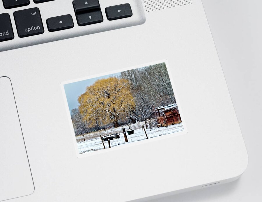 Taos Sticker featuring the photograph Winter in Taos by Robert Woodward