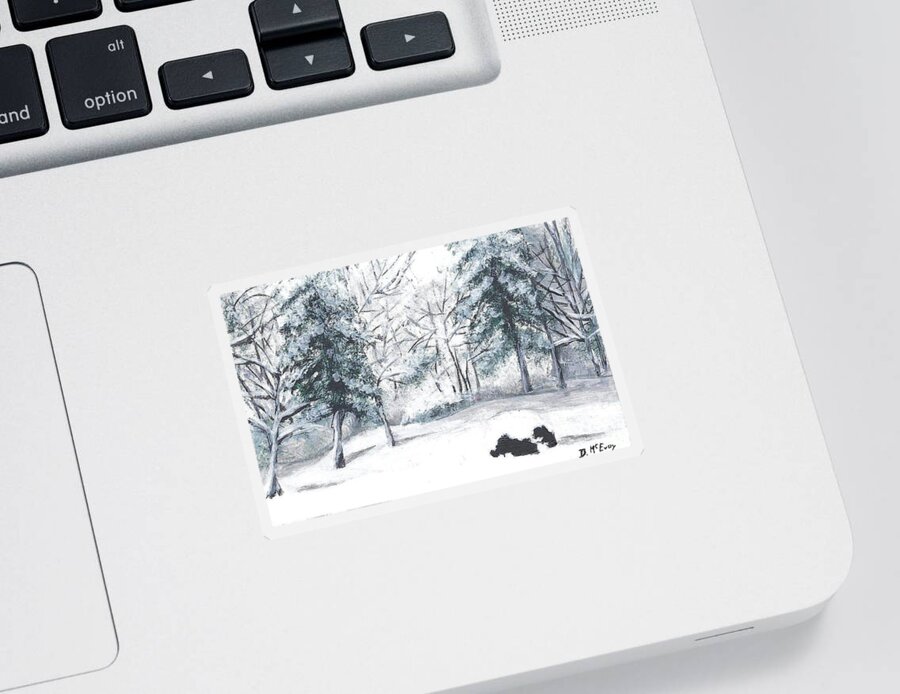 Winter Sticker featuring the painting Winter in Weatogue by Dani McEvoy
