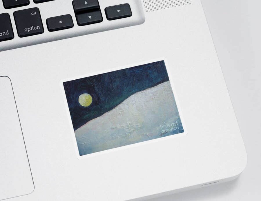 Moon Sticker featuring the painting Winter Moon by Vesna Antic