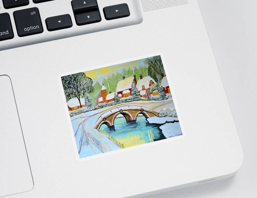 Winter Scene Sticker featuring the painting Winter Village by Magdalena Frohnsdorff