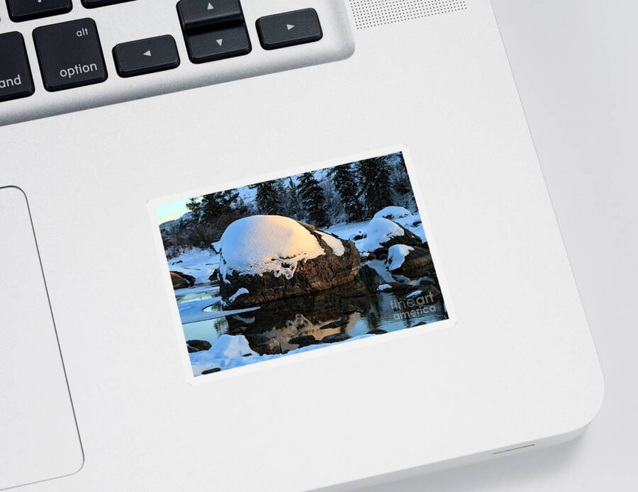 Rock Sticker featuring the photograph Wintery Rock by Edward R Wisell