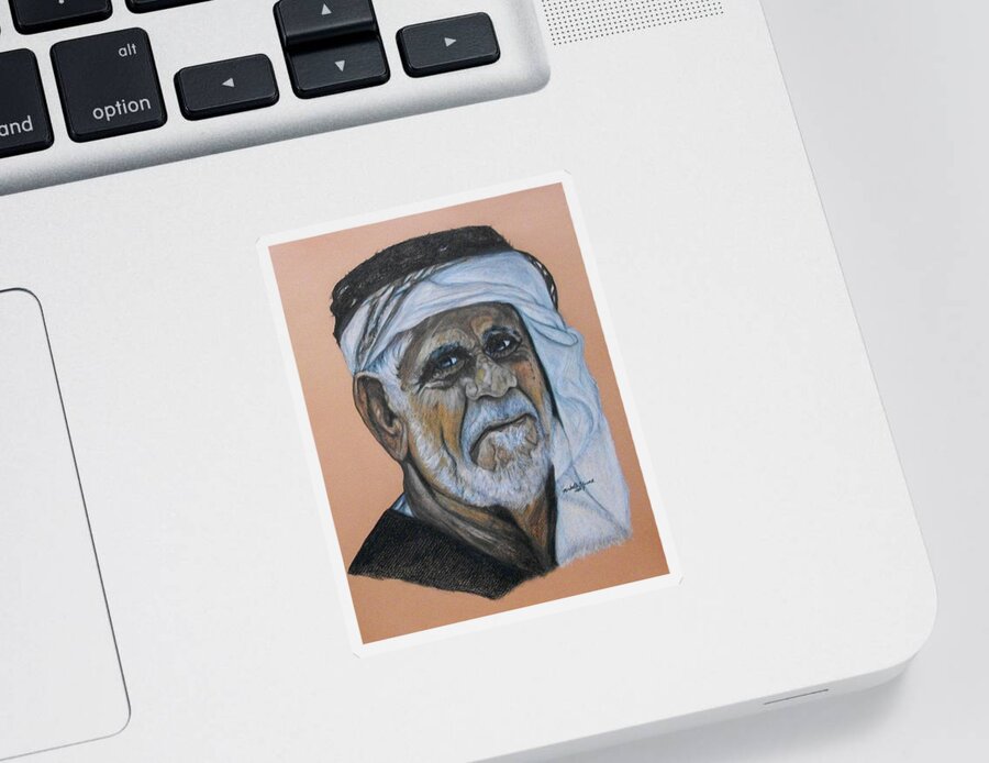 Portrait Sticker featuring the drawing Wisdom Portrait by Michelle Gilmore