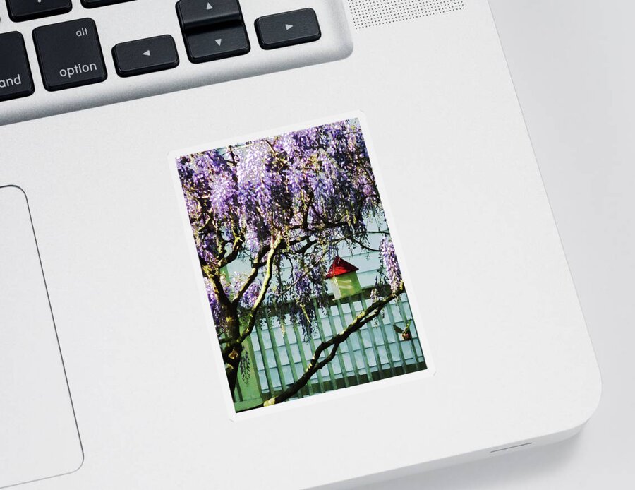 Spring Sticker featuring the photograph Wisteria and Birdhouse by Susan Savad