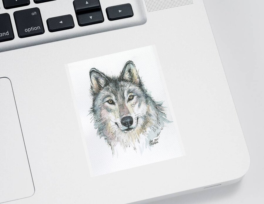 Watercolor Sticker featuring the painting Wolf by Olga Shvartsur