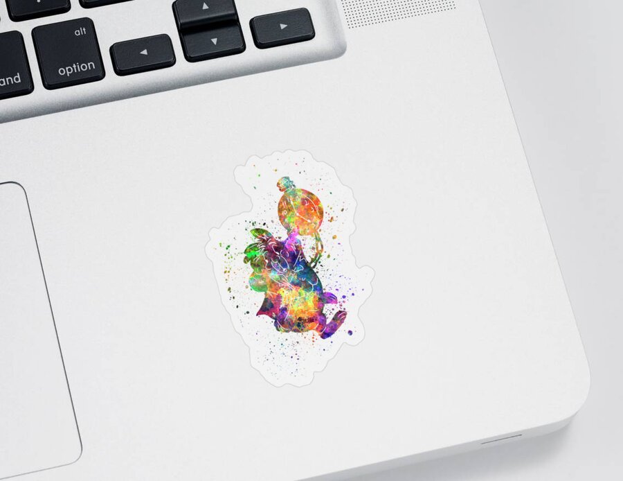 Rabbit Sticker featuring the painting Alice's rabbit watercolor art by Pablo Romero