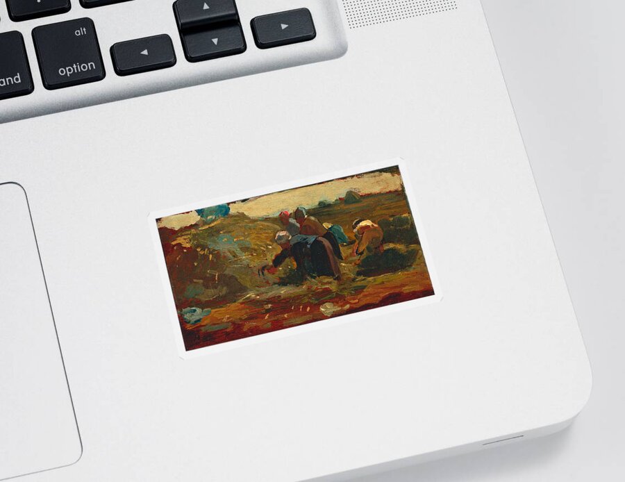 Winslow Homer Sticker featuring the painting Women Working in a Field by Winslow Homer