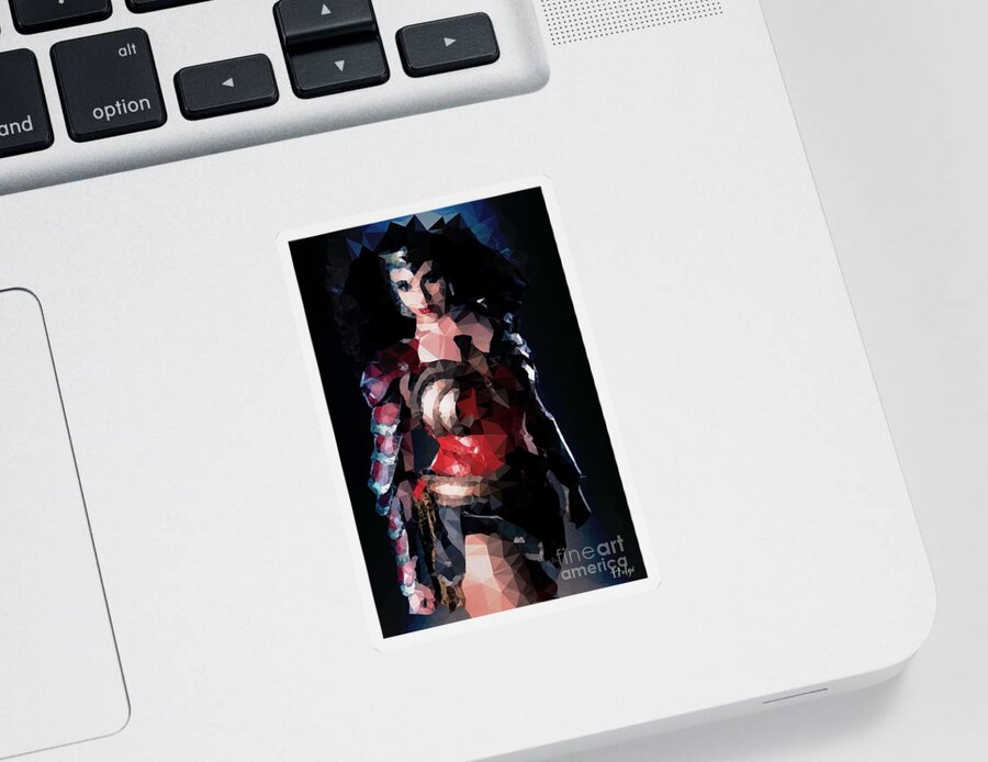 Wonder Woman Sticker featuring the digital art Wonder by HELGE Art Gallery