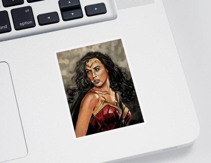 Wonder Woman Sticker featuring the painting Wonder Woman by Joel Tesch