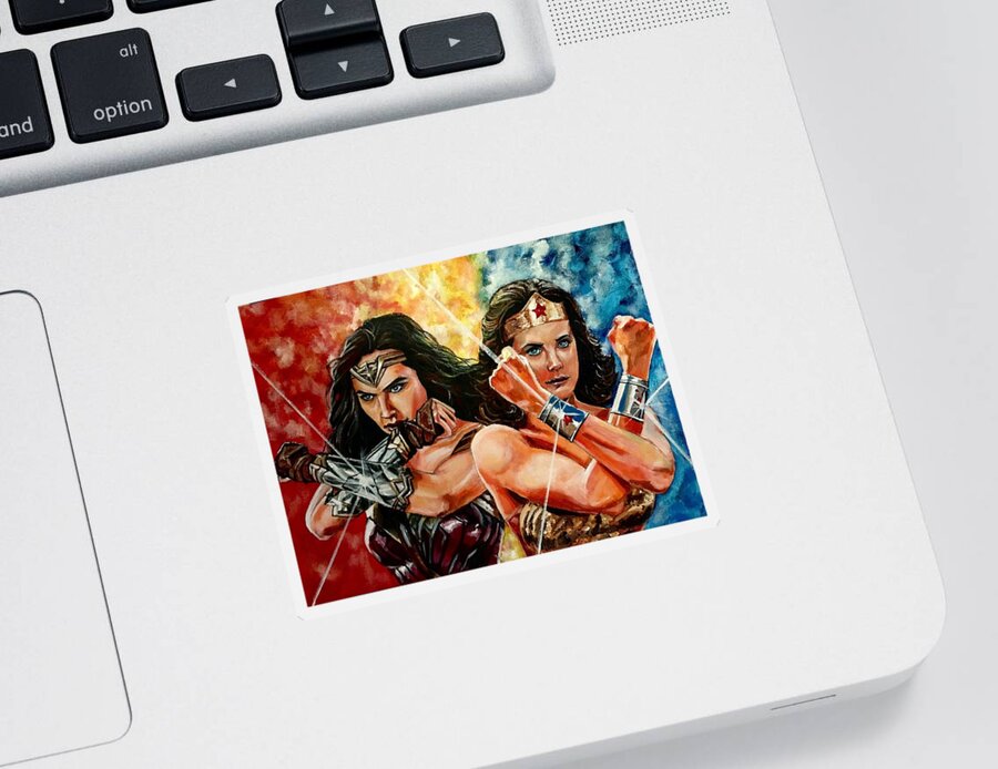 Wonder Woman Sticker featuring the painting Wonder Women by Joel Tesch