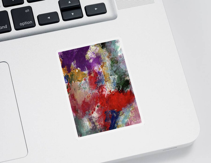 Abstract Sticker featuring the painting Wonderland 3- Art by Linda Woods by Linda Woods