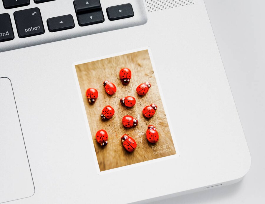 Ladybug Sticker featuring the photograph Wooden ladybugs by Jorgo Photography