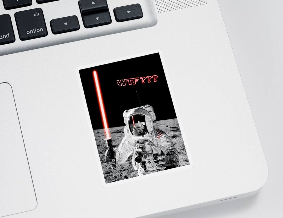 Wtf Sticker featuring the photograph WTF? Alan Bean Finds Lightsaber on the Moon by Weston Westmoreland