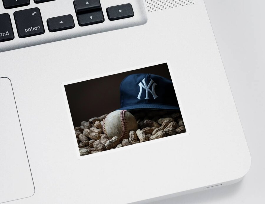 Terrydphotography Sticker featuring the photograph Yankee Cap Baseball and Peanuts by Terry DeLuco