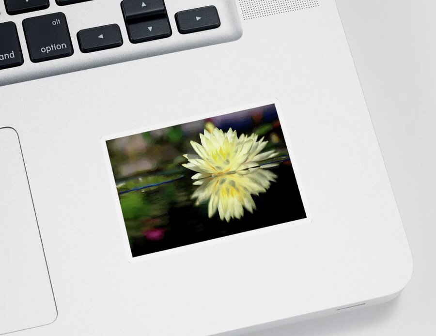 Waterlily Sticker featuring the digital art Yellow Painted Waterlily by Carol Montoya