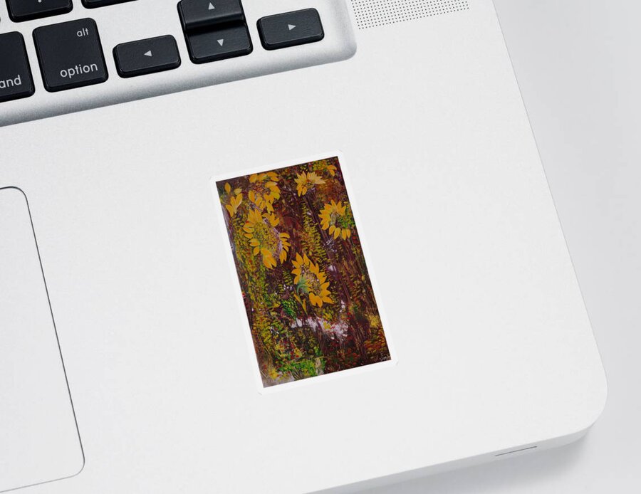 Sun Flowers Sticker featuring the painting Yellow Sunflowers by Sima Amid Wewetzer
