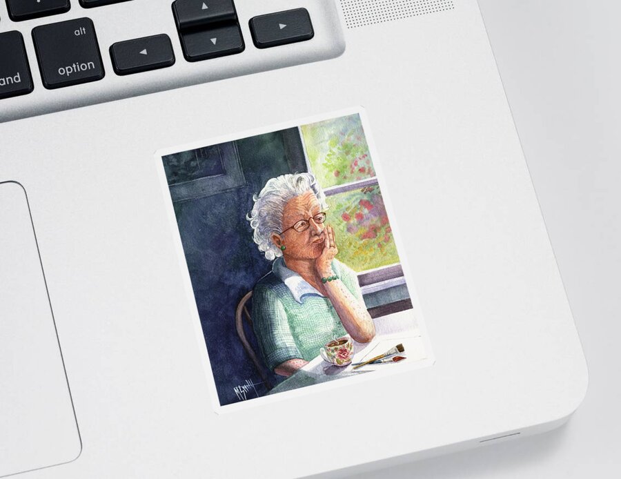 Senior Citizen Sticker featuring the painting Yesterday's Gone by Marilyn Smith
