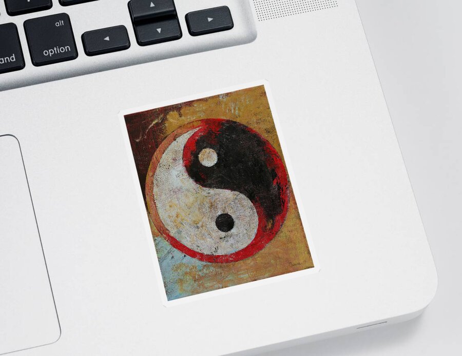 Art Sticker featuring the painting Yin Yang Red Dragon by Michael Creese
