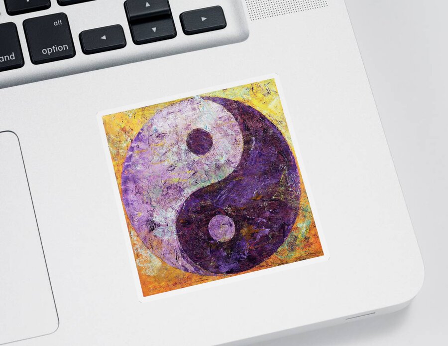 Art Sticker featuring the painting Purple Yin Yang by Michael Creese