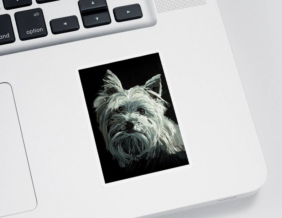 Animals Sticker featuring the painting Yorkie by Portraits By NC