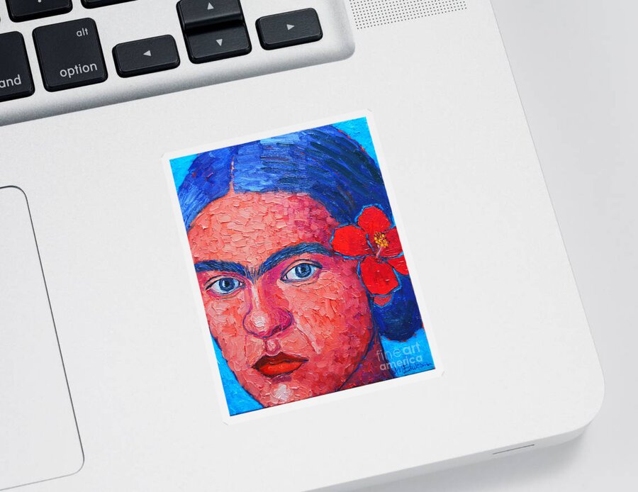 Frida Sticker featuring the painting Young Frida Kahlo by Ana Maria Edulescu