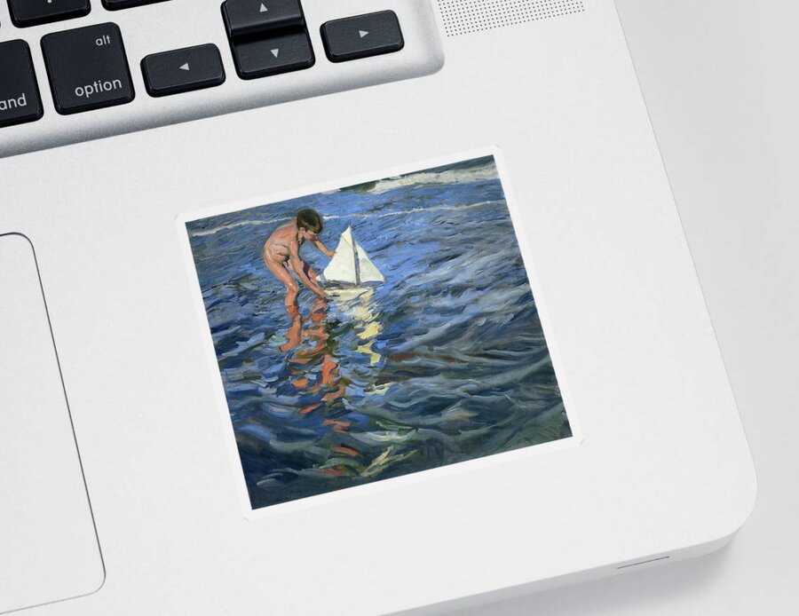 Joaquin Sorolla Sticker featuring the painting Young Yachtsman by Joaquin Sorolla