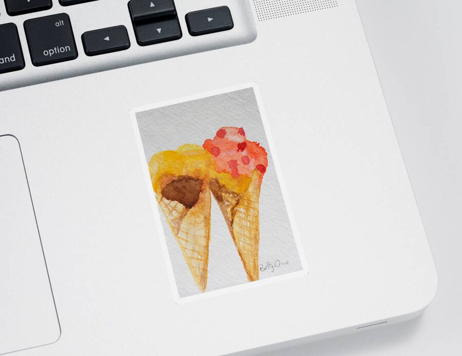 Ice Cream Sticker featuring the painting Yum Yum by Betty-Anne McDonald
