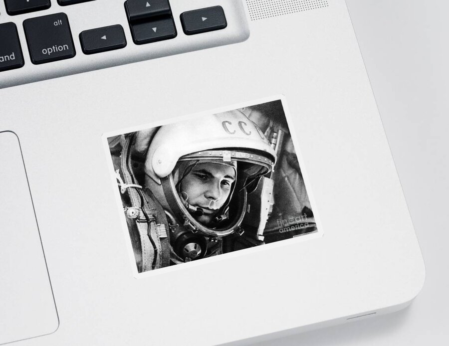 Science Sticker featuring the photograph Yuri Gagarin, Soviet Cosmonaut by Science Source