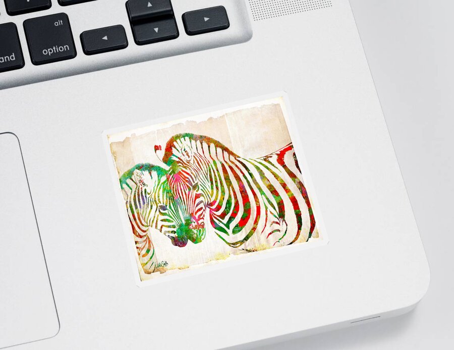 Zebra Sticker featuring the digital art Zebra Lovin by Nikki Smith