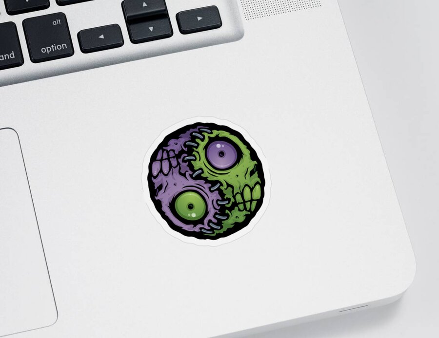 Zombie Sticker featuring the digital art Zombie Yin-Yang by John Schwegel