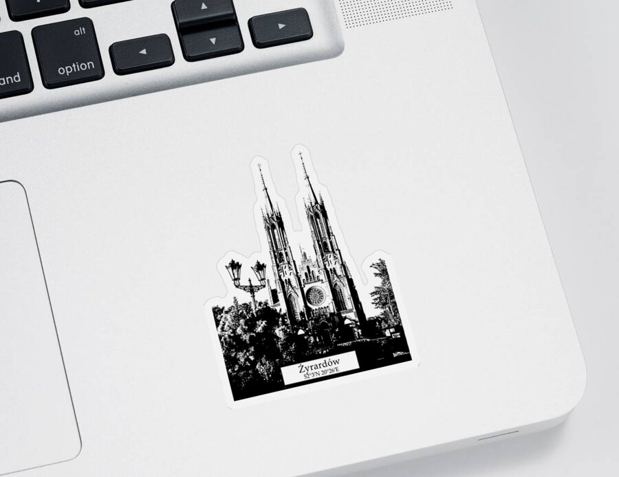 City Sticker featuring the digital art Zyrardow minimal city by Justyna Jaszke JBJart