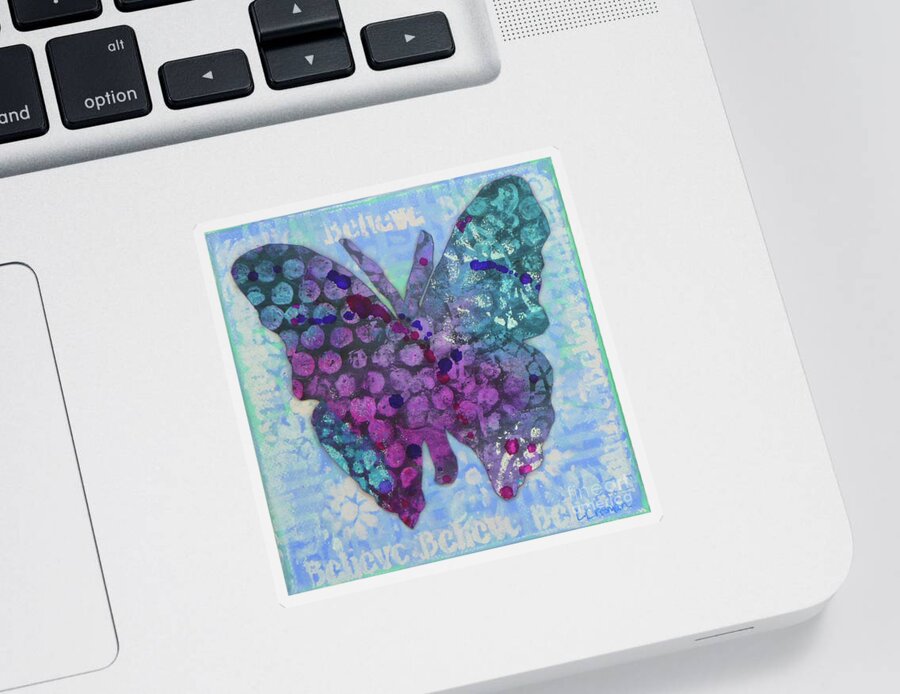 Butterfly Sticker featuring the mixed media Believe Butterfly #2 by Lisa Crisman
