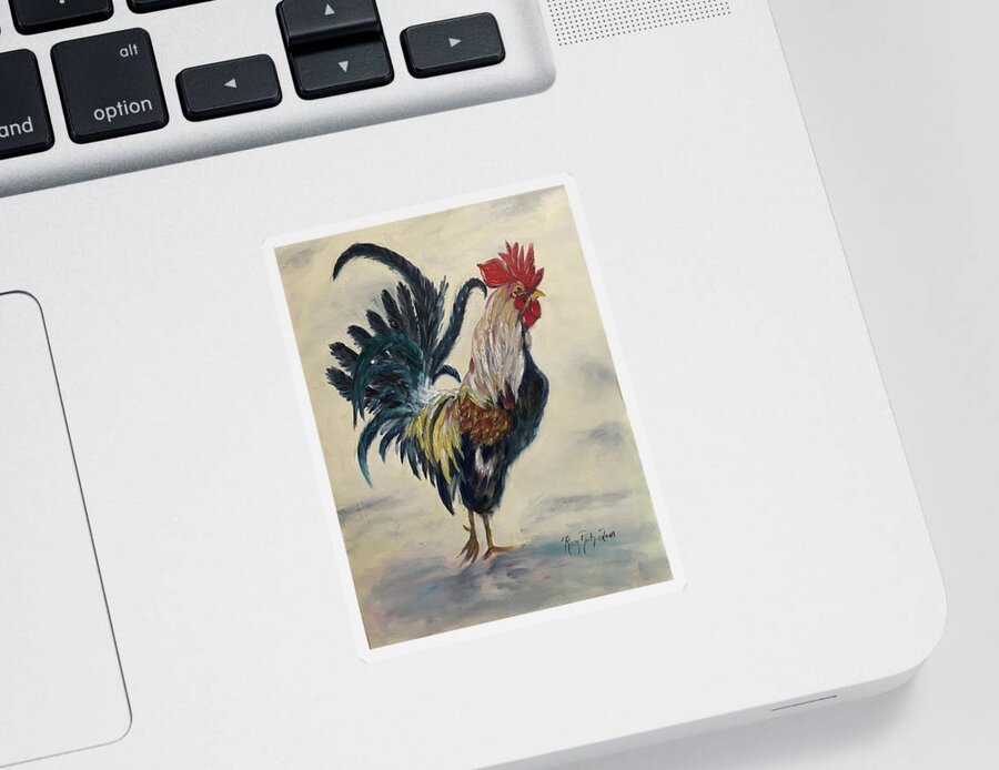 Rooster Sticker featuring the painting Boss by Roxy Rich