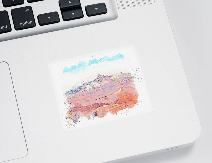 Nature Sticker featuring the painting Haleakala National Park, Kula , USA - watercolor by Adam Asar #1 by Celestial Images