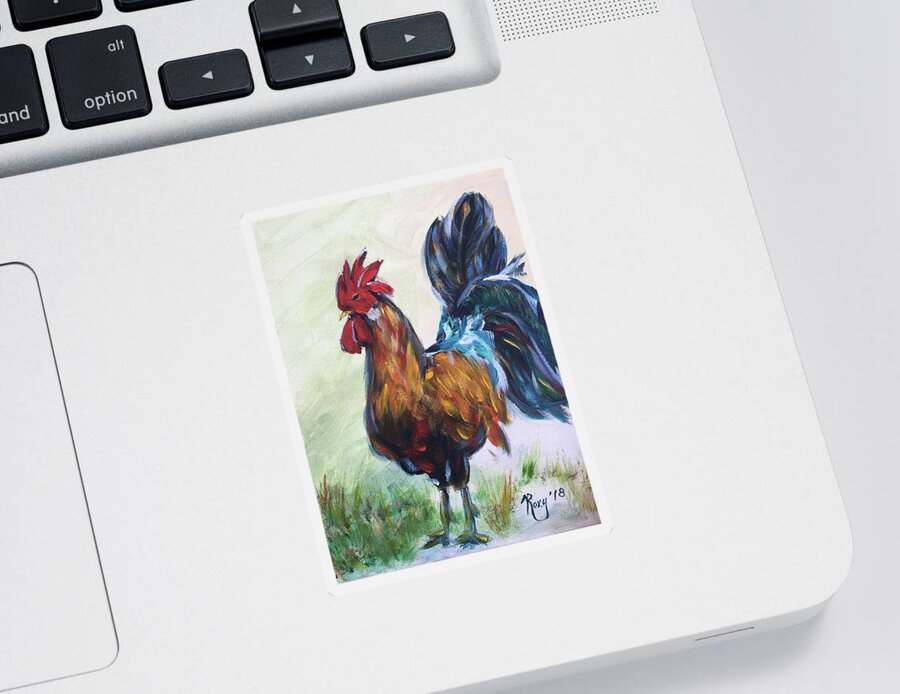 Rooster Sticker featuring the painting Im Sexy and I Know it #1 by Roxy Rich