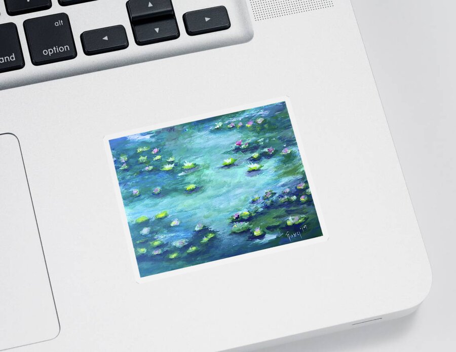 Water Lilies Sticker featuring the painting Lily Pond by Roxy Rich
